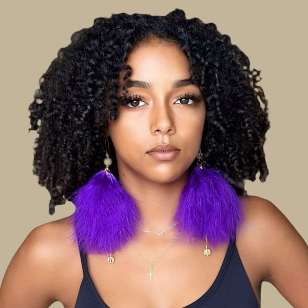 PLUMA PURPLE - Purple Feather Earrings