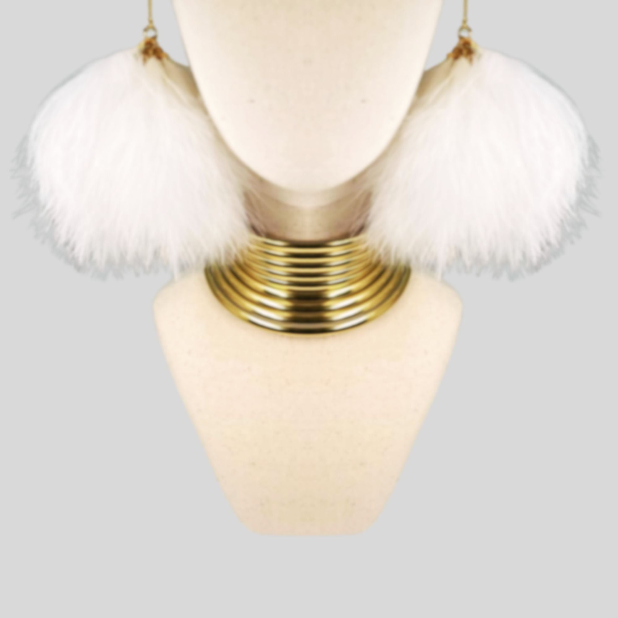 White Plumes Fluffy Marabou Down Short Tassel Feather Earrings