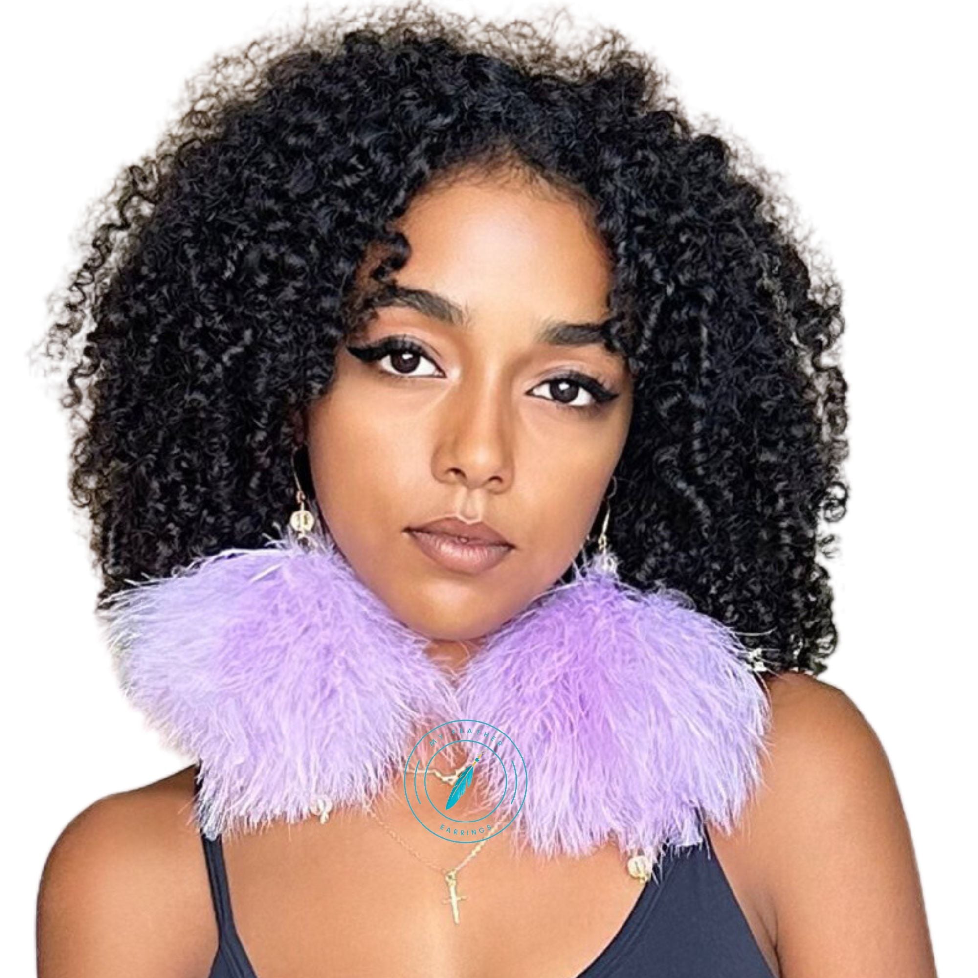 Lilac Plumes Fluffy Marabou Down Short Tassel Feather Earrings