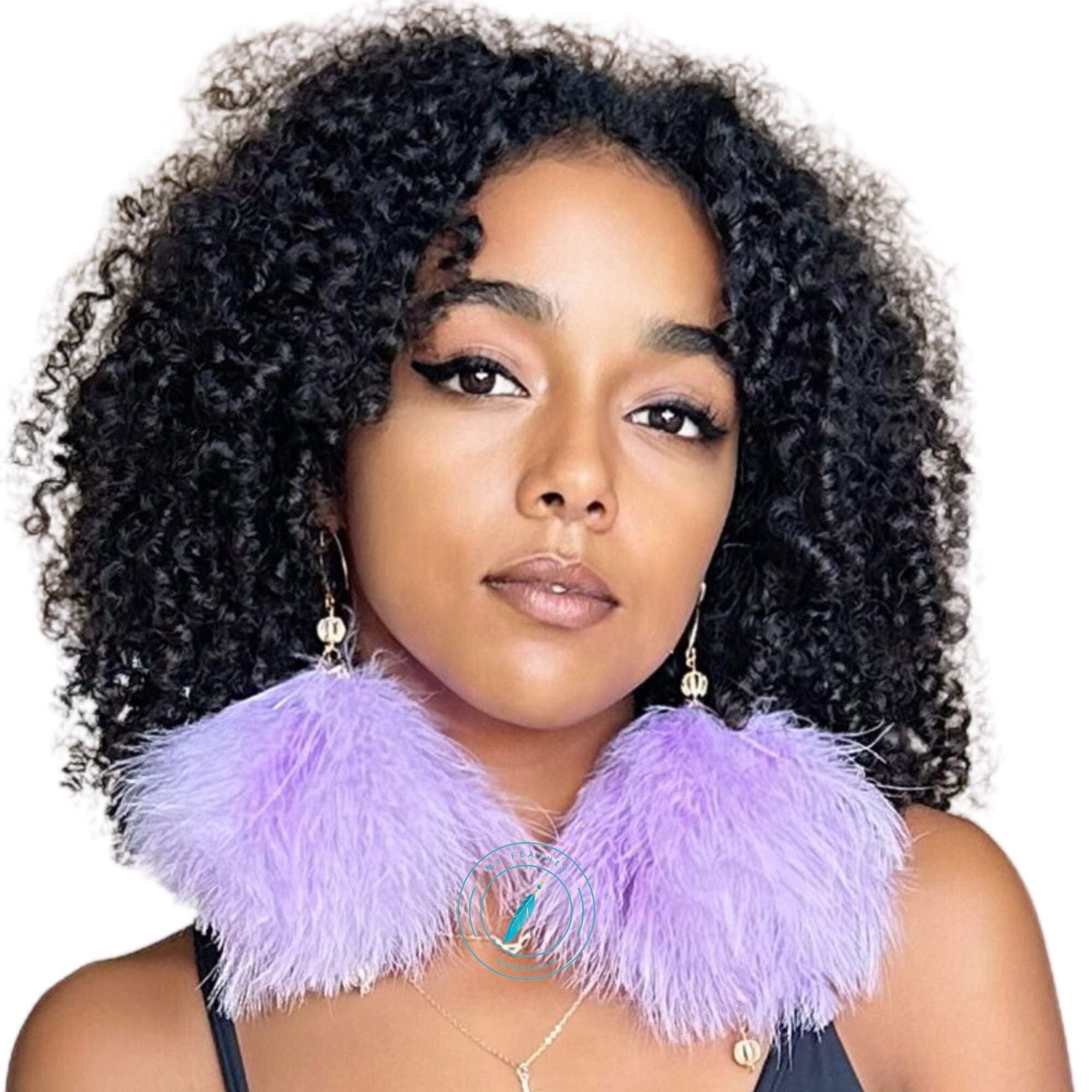 Lilac Plumes Fluffy Marabou Down Short Tassel Feather Earrings