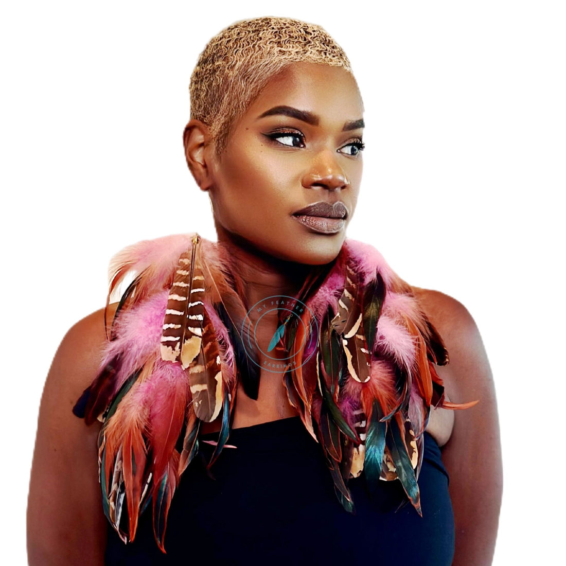 Pink Schlappen and Venery Wings Long Dangle Feather Earrings