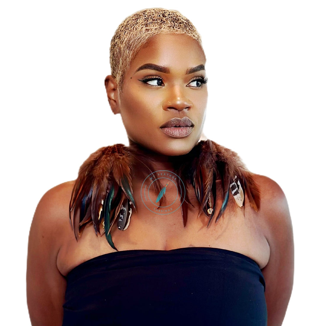 Brown Schlappen and Venery Wings Short Tassel Feather Earrings