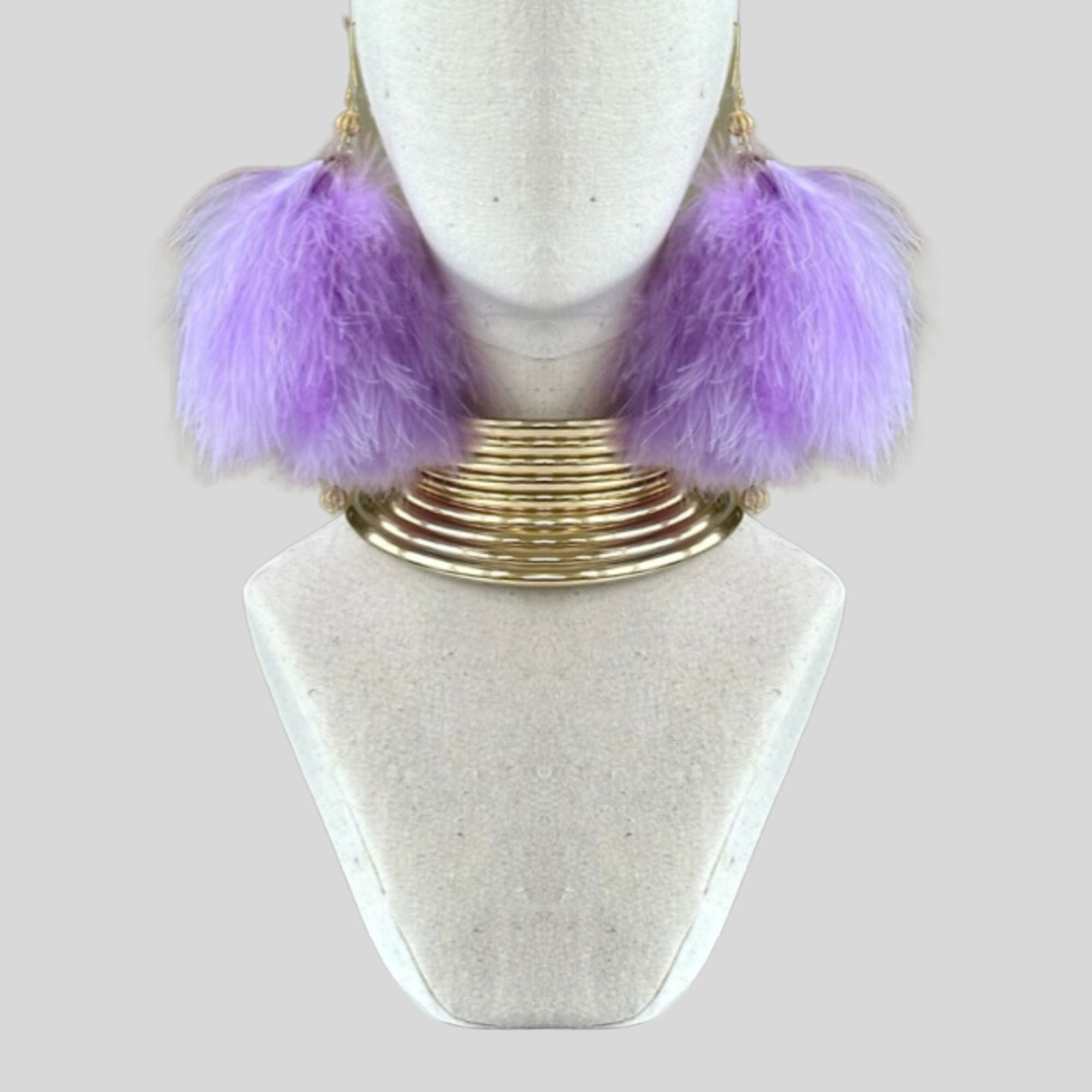 Lilac Plumes Fluffy Marabou Down Short Tassel Feather Earrings