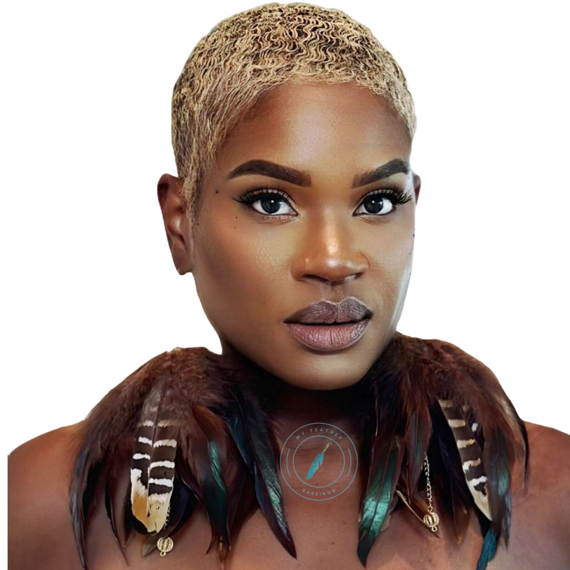 Brown Schlappen and Venery Wings Short Tassel Feather Earrings