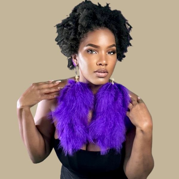 AIRY PURPLE - Purple Feather Earrings