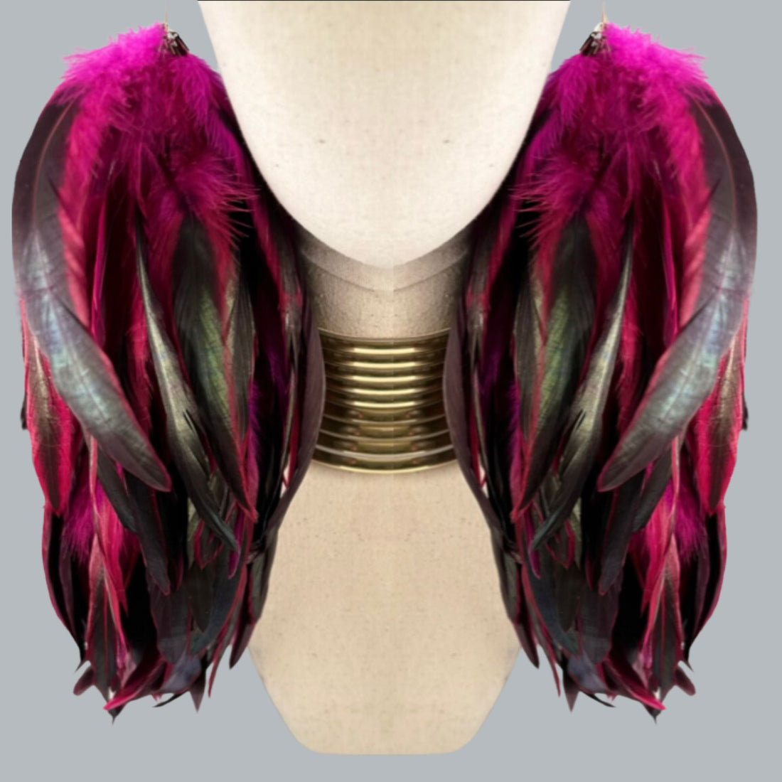 Rose Red Schlappen Long Dangle Feather Earrings