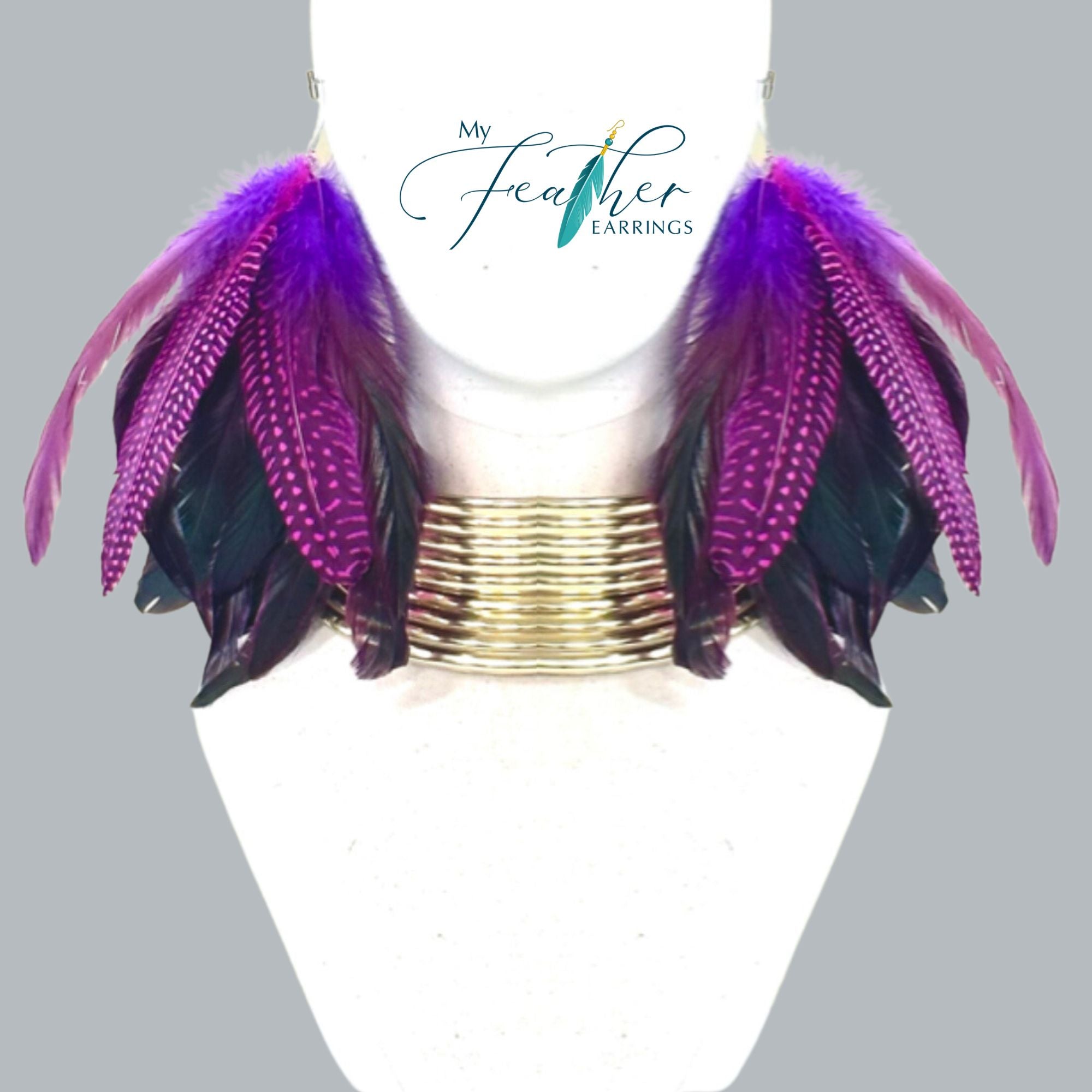 Purple Schlappen and Rose Guinea Short Tassel Feather Earrings