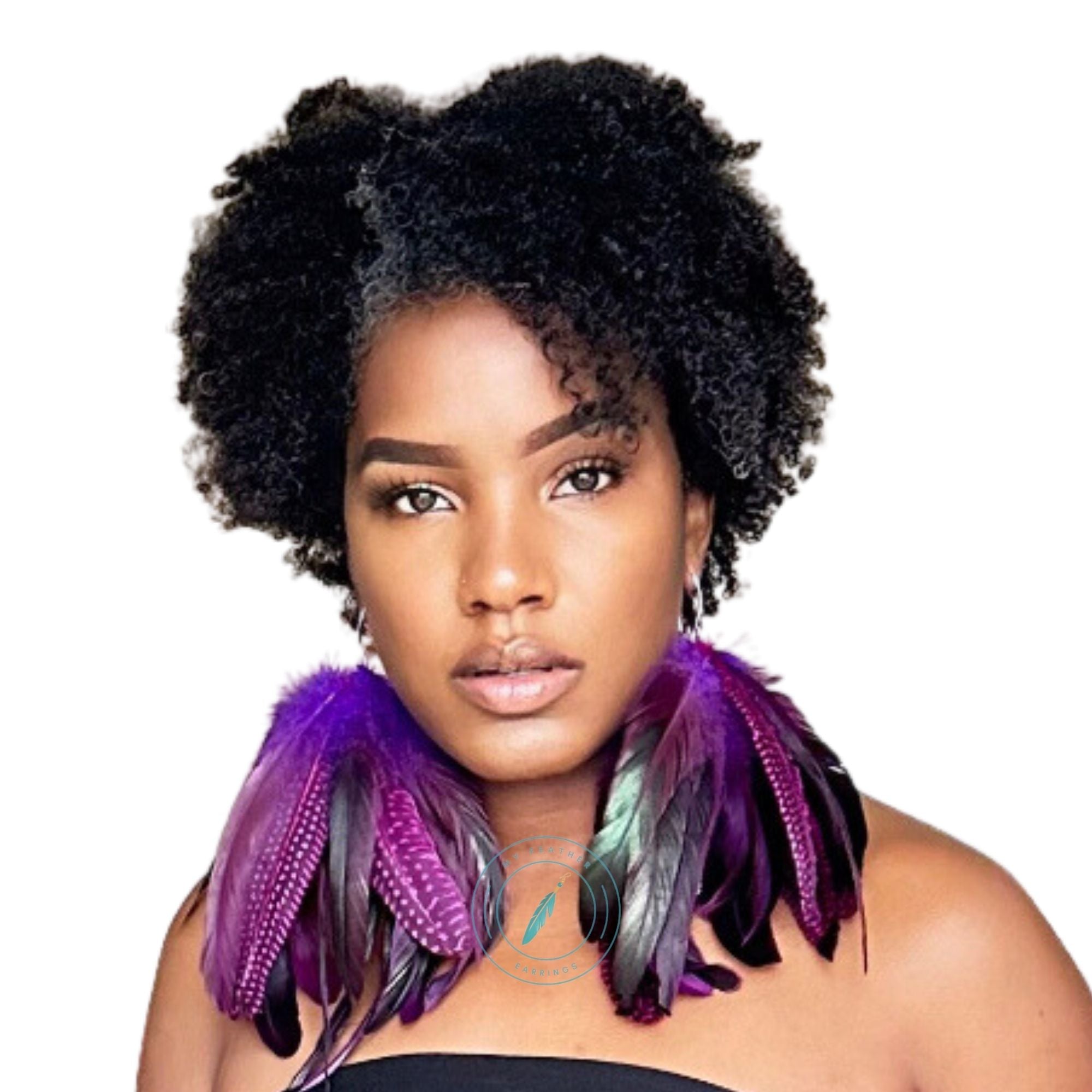 Purple Schlappen and Rose Guinea Short Tassel Feather Earrings