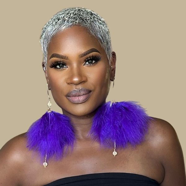 PLUMA PURPLE - Purple Feather Earrings