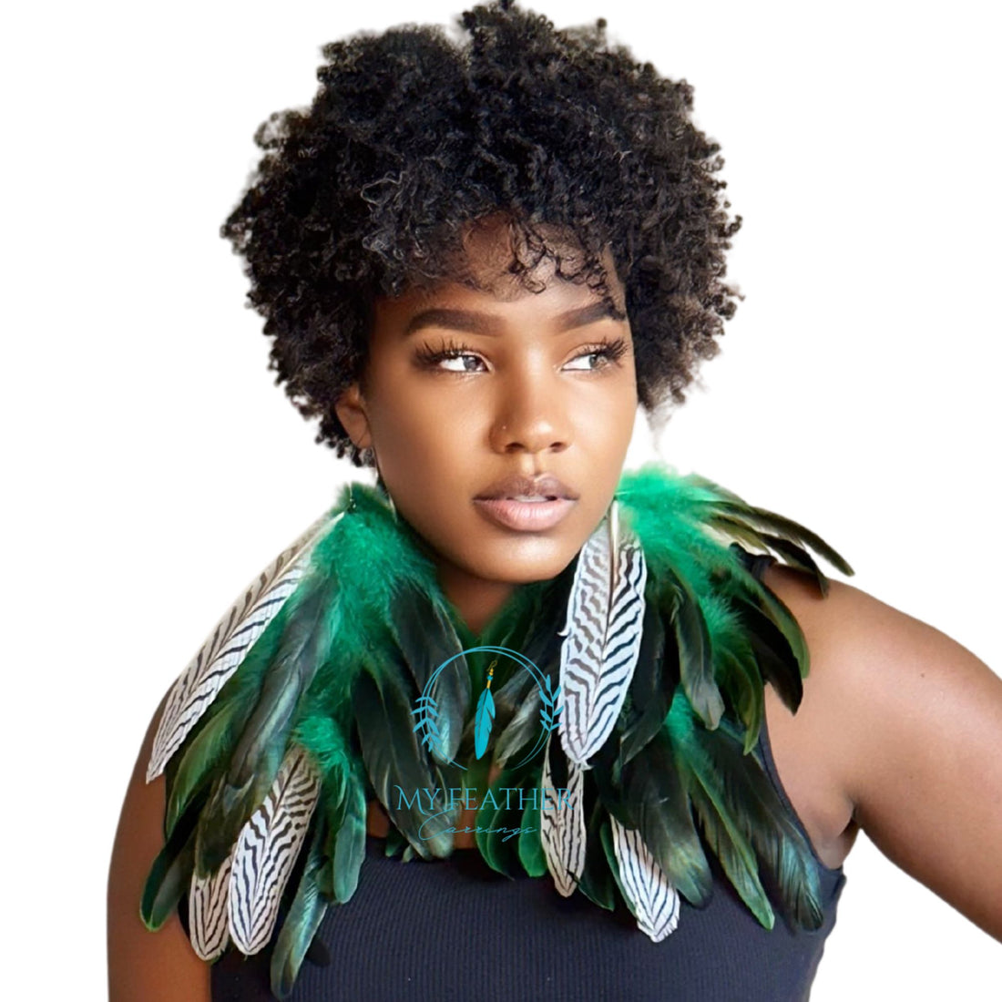 Beautiful Green Schlappen Feather with the Natural Silver Long Feathers