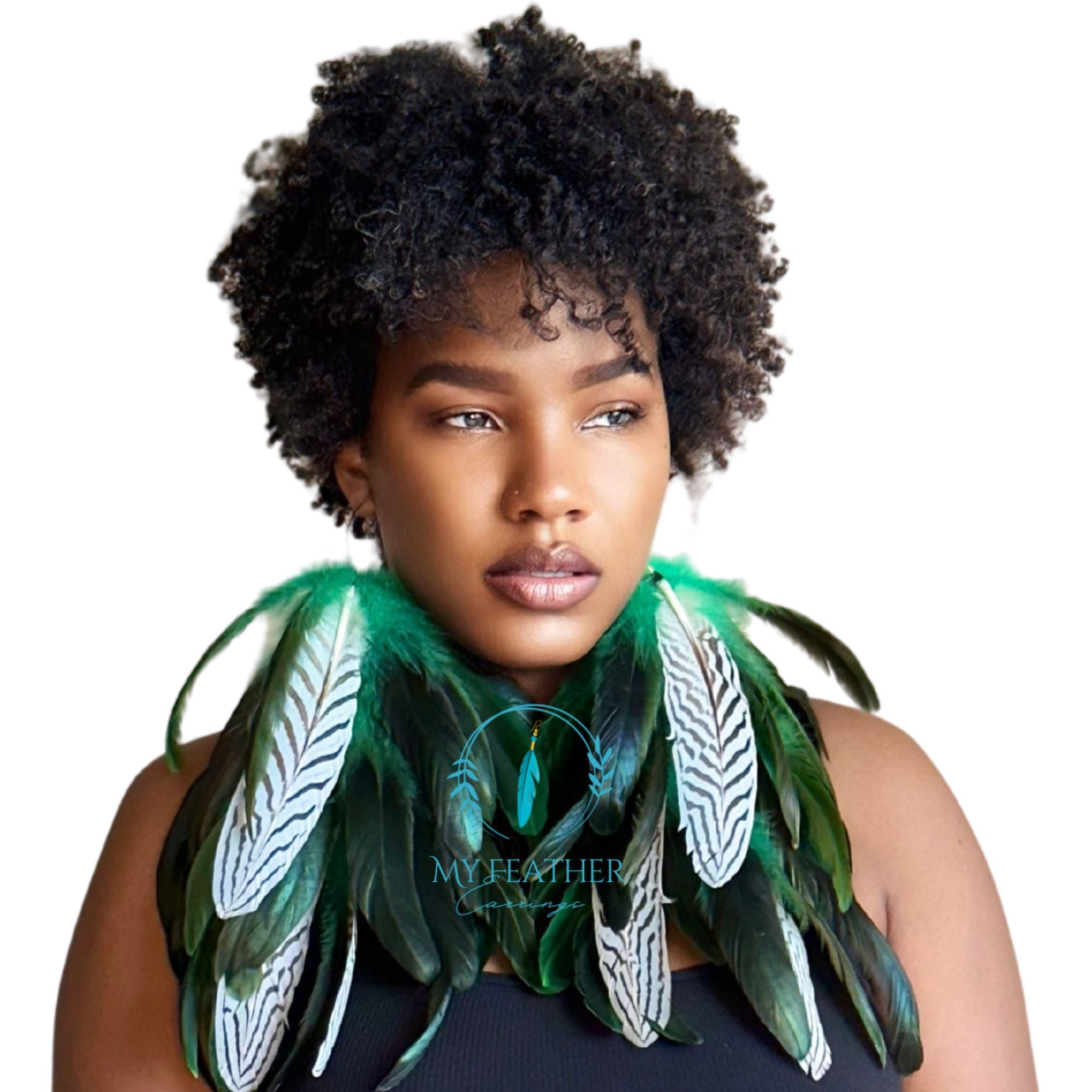 Beautiful Green Schlappen Feather with the Natural Silver Long Feathers