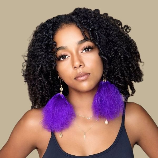 PLUMA PURPLE - Purple Feather Earrings