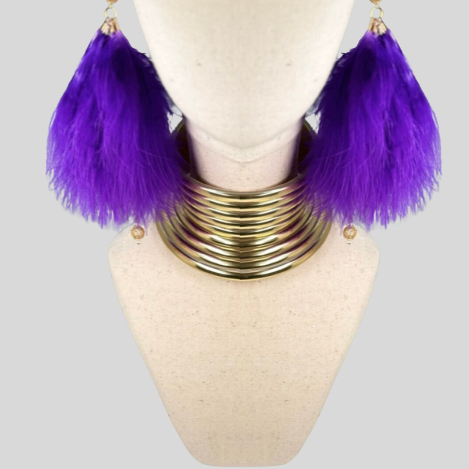 Purple Plumes Fluffy Marabou Down Short Tassel Feather Earrings