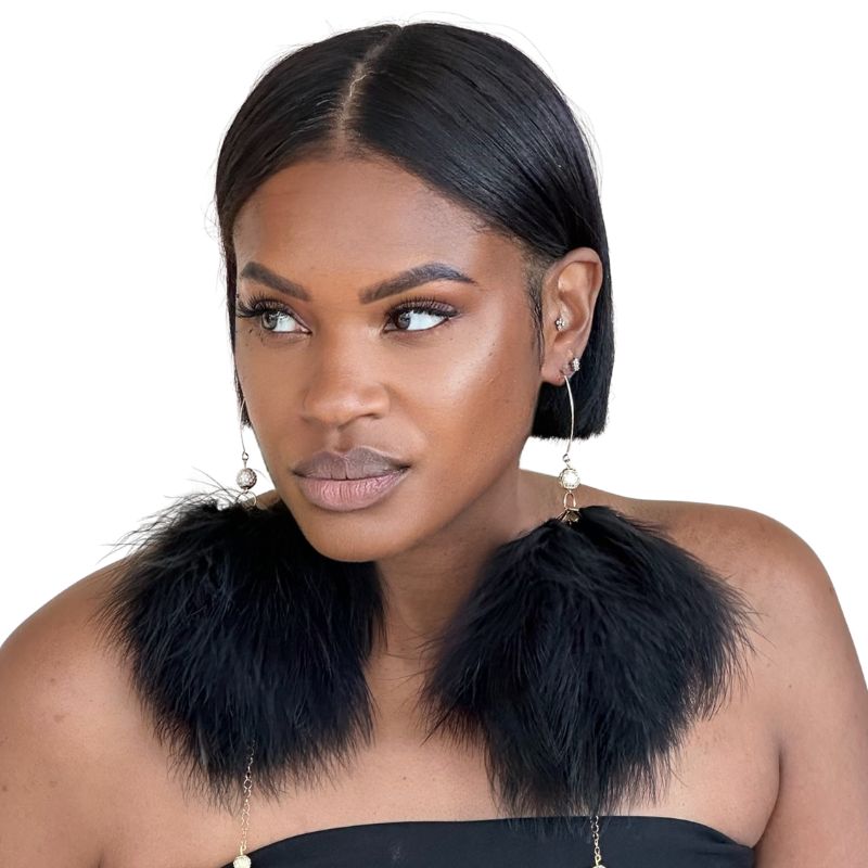 PLUMA - Black Feather Earrings