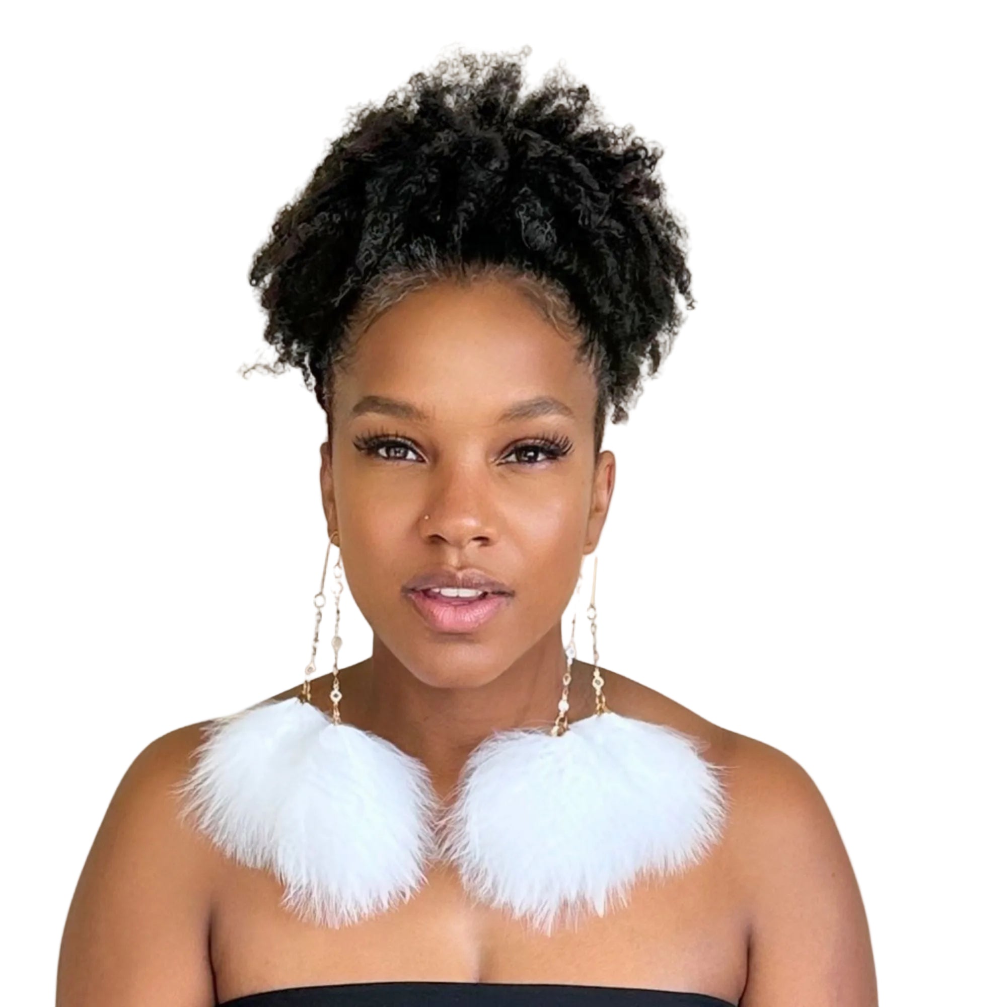 ELEGANCE WHITE - White Feather Earrings