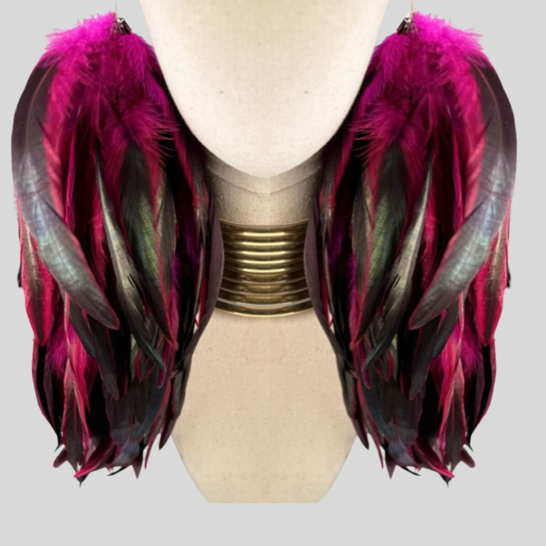 Rose Red Schlappen Long Dangle Feather Earrings