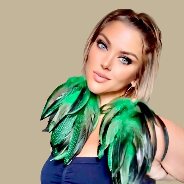 CHIC GREEN - Green Schlappen and Blueish Green Guinea Long Dangle Earrings