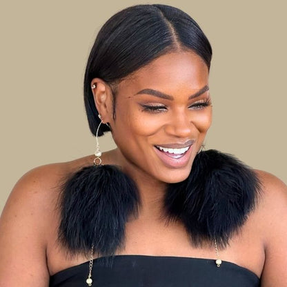 PLUMA BLACK - Black Feather Earrings