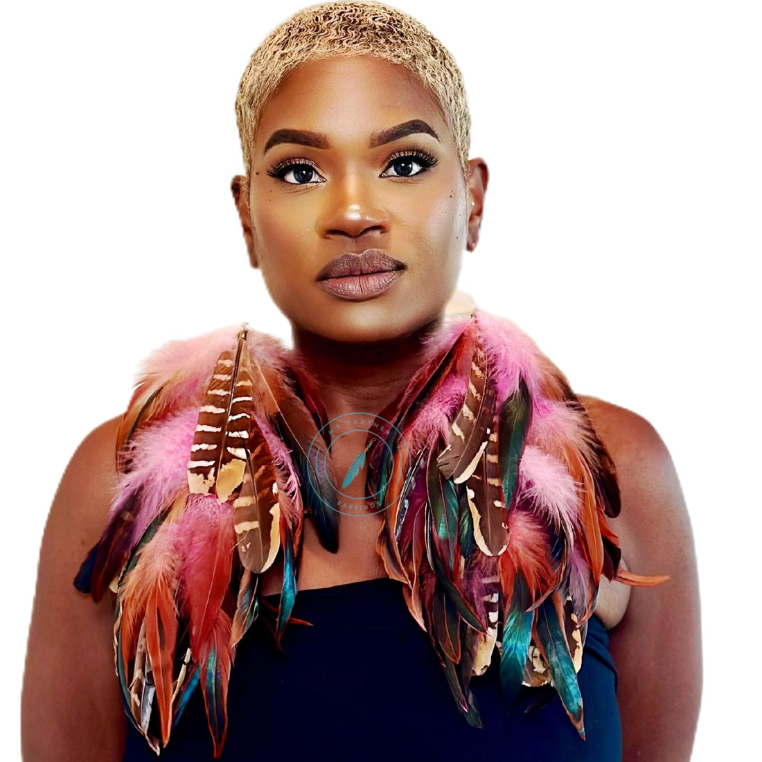 Pink Schlappen and Venery Wings Long Dangle Feather Earrings