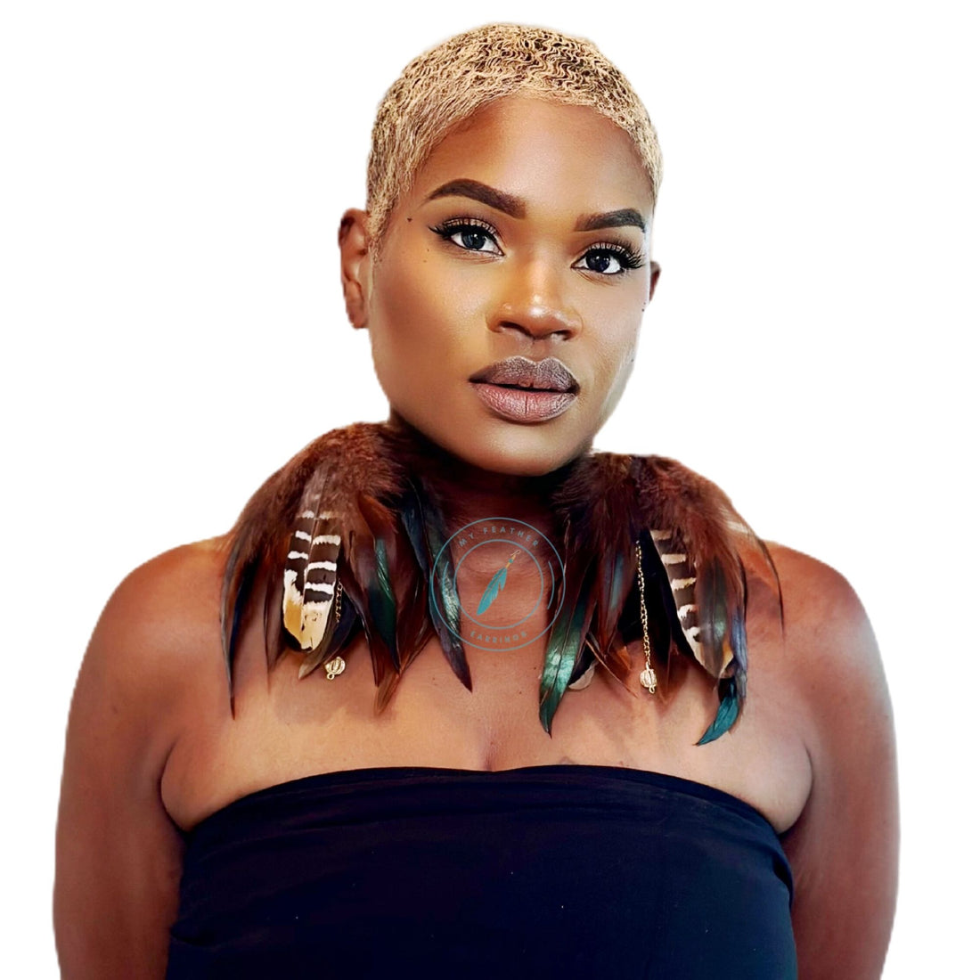 Brown Schlappen and Venery Wings Short Tassel Feather Earrings