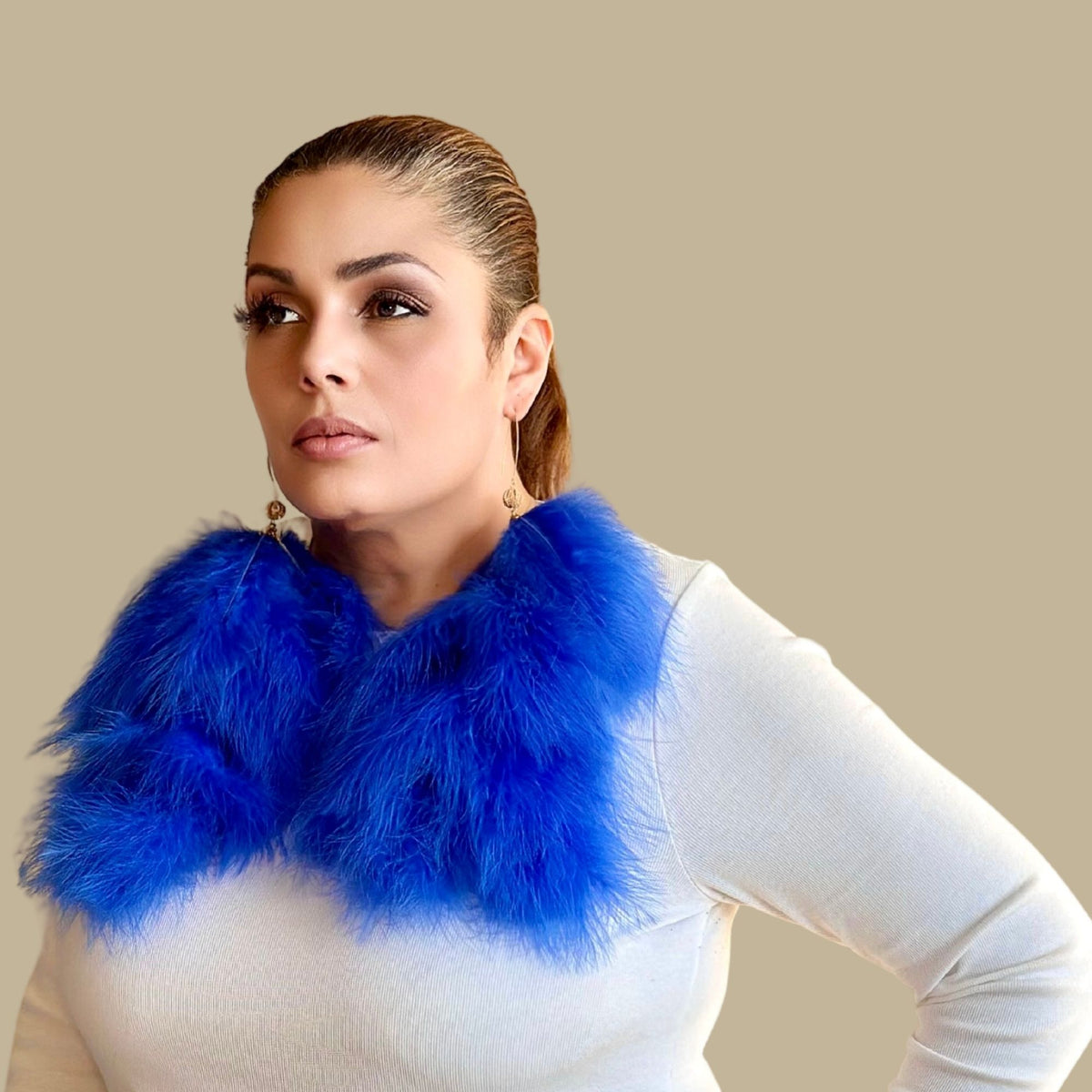 AIRY ROYAL BLUE- Royal Blue Feather Earrings