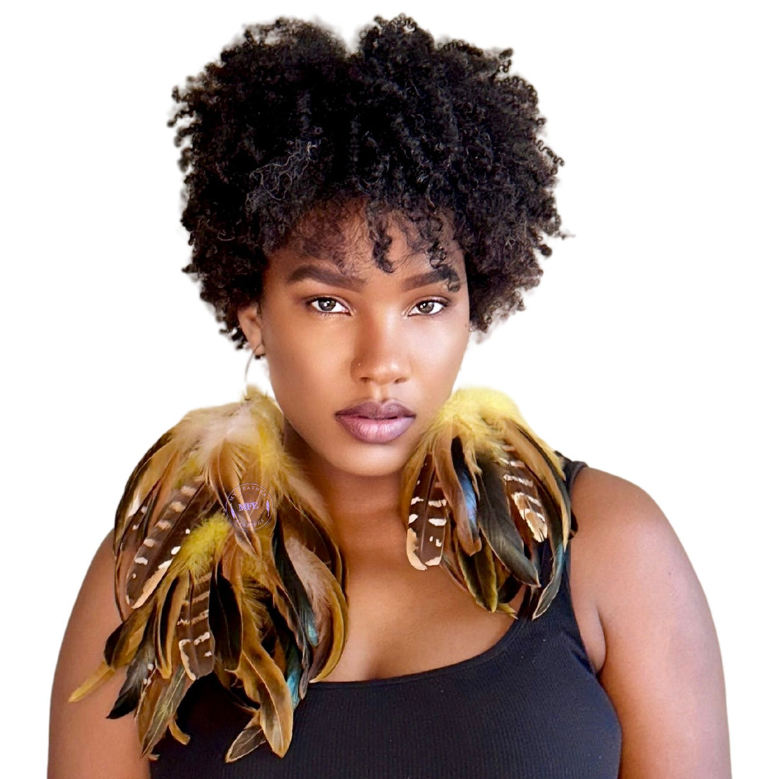 Yellow Schlappen One Long and One Short Dangle Feather Earrings