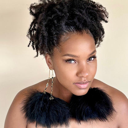 ELEGANCE BLACK - Black Feather Earrings