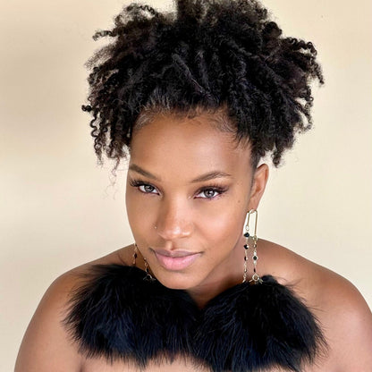 ELEGANCE BLACK - Black Feather Earrings