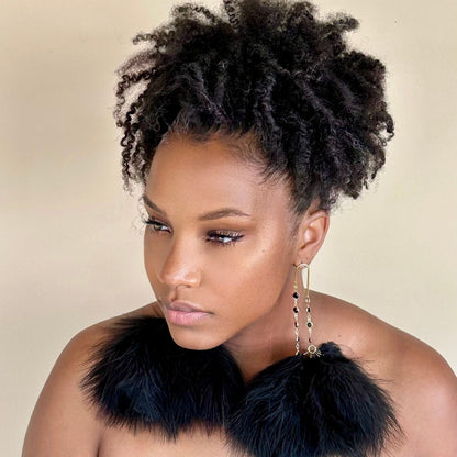ELEGANCE BLACK - Black Feather Earrings
