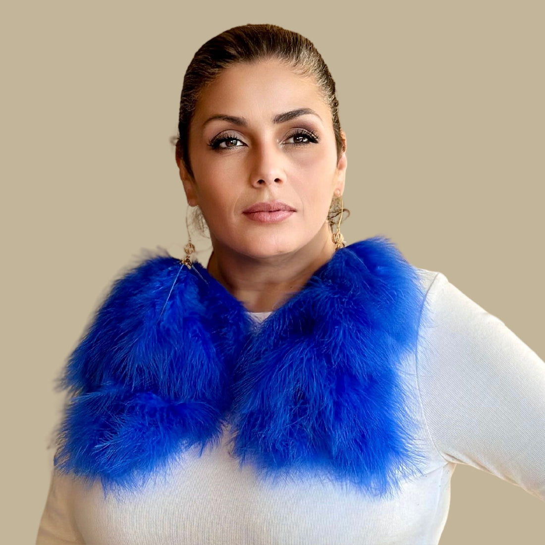 AIRY ROYAL BLUE- Royal Blue Feather Earrings