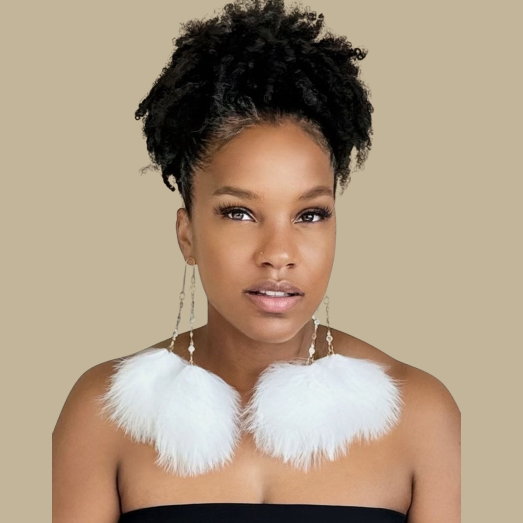 ELEGANCE WHITE - White Feather Earrings