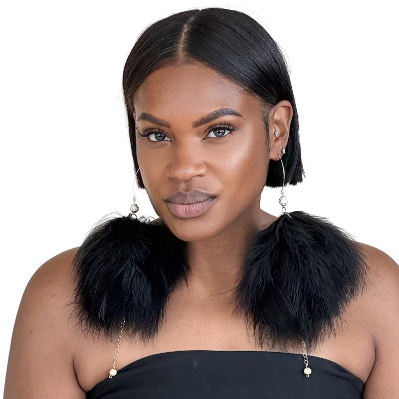 PLUMA - Black Feather Earrings