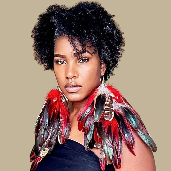 HALO RED - Red Schlappen and Venery Wings Long Dangle Feather Earrings
