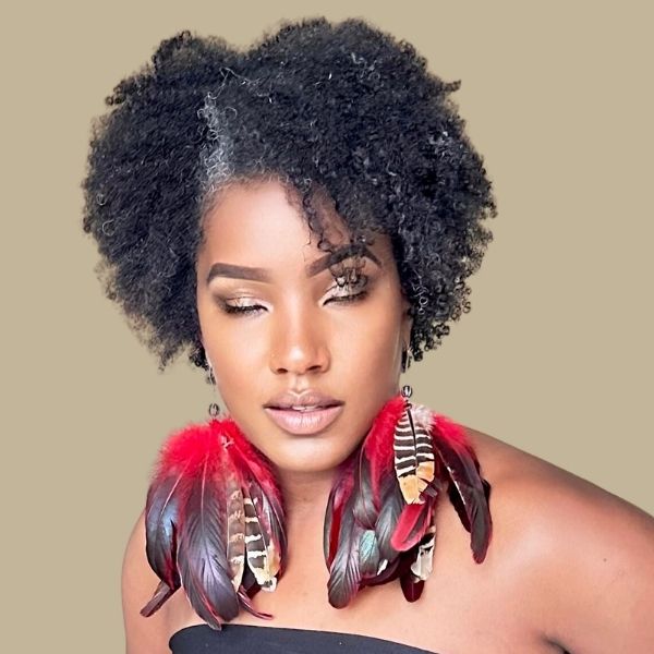SPIRIT RED - Red Schlappen and Venery Wings Short Tassel Feather Earrings
