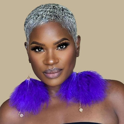 PLUMA PURPLE - Purple Feather Earrings