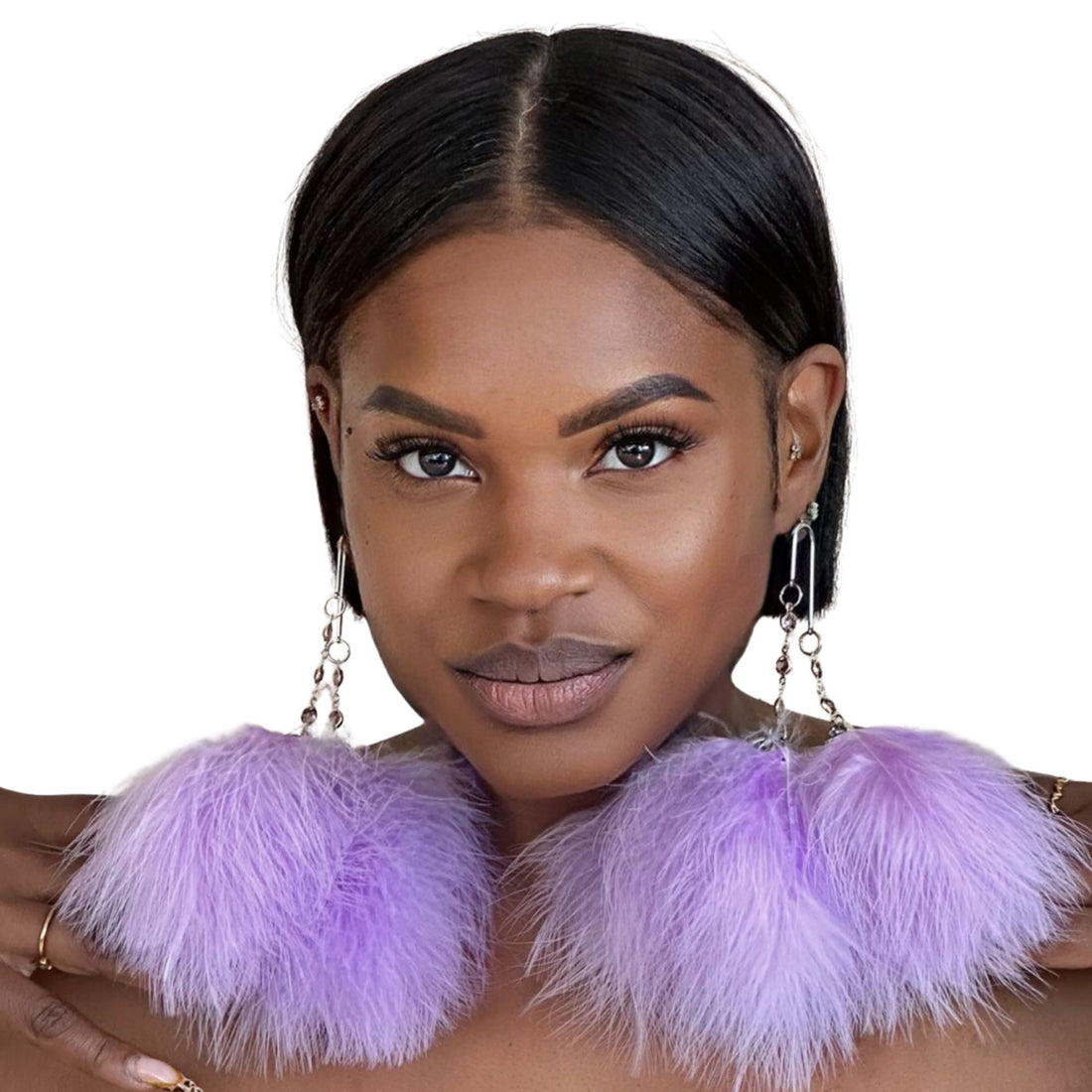 ELEGANCE LILAC - Lilac Feather Earrings