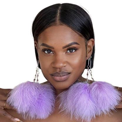 ELEGANCE LILAC - Lilac Feather Earrings