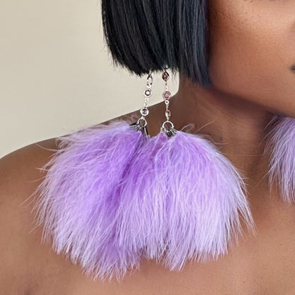 ELEGANCE LILAC - Lilac Feather Earrings