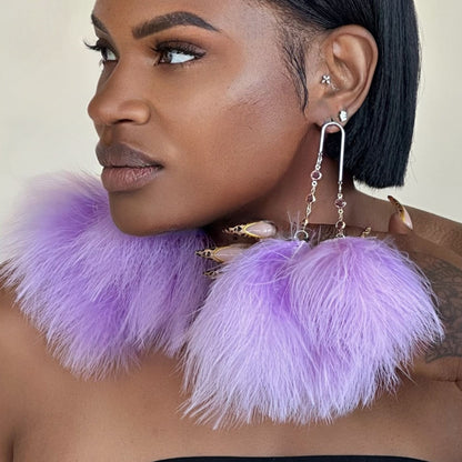 ELEGANCE LILAC - Lilac Feather Earrings