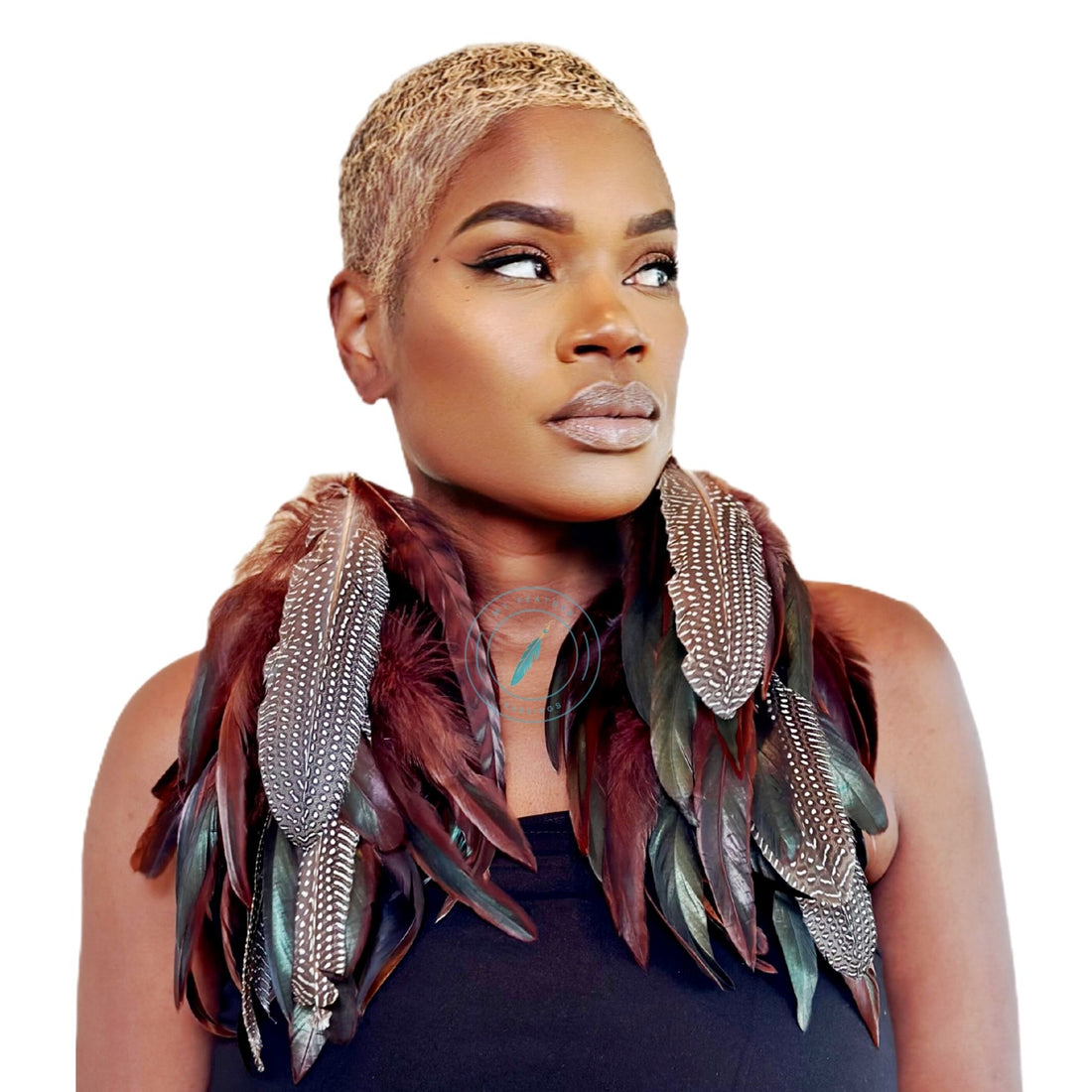 Brown Schlappen and Brown Guinea Long Dangle Feather Earrings